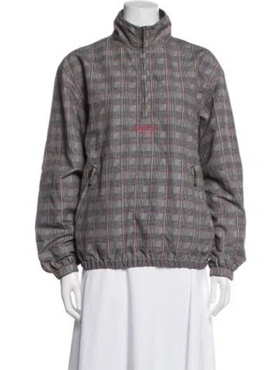 Pre-owned Supreme Plaid Print Bomber Jacket In Grey