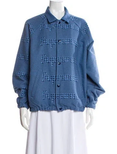 Pre-owned Supreme Plaid Print Denim Jacket In Blue
