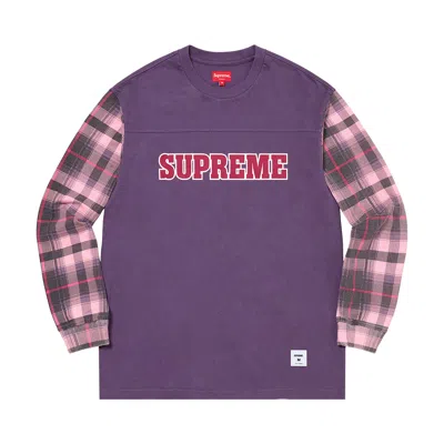 Pre-owned Supreme Plaid Sleeve Long-sleeve Top 'dusty Purple'