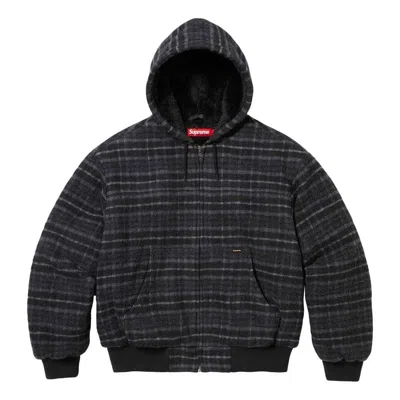Supreme Plaid Wool Hooded Work Jacket 'black Grey'
