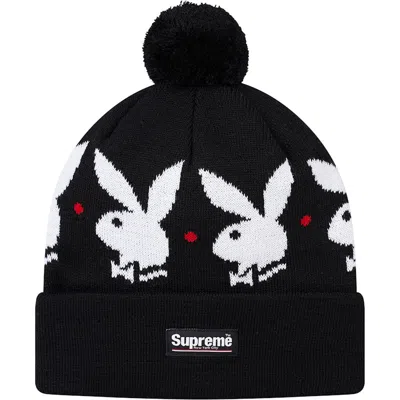 Pre-owned Supreme Playboy Jacquard Beanie (fw17) In Black