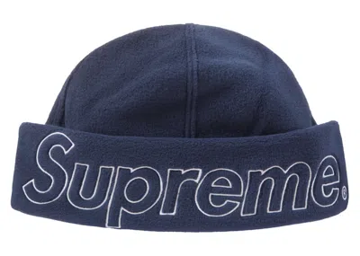 Pre-owned Supreme Polartec Beanie (fw23) In Navy Blue