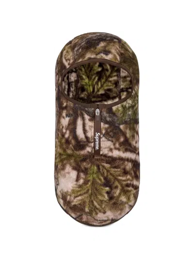 Supreme Polartec Camouflage-print Zip-up Balaclava In Brown