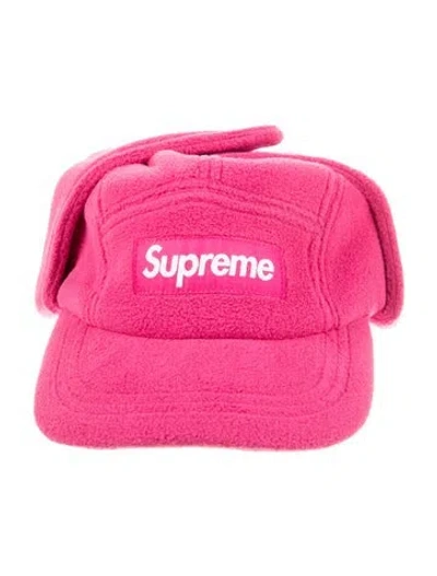 Pre-owned Supreme Polartec Earflap Camp Cap In Pink