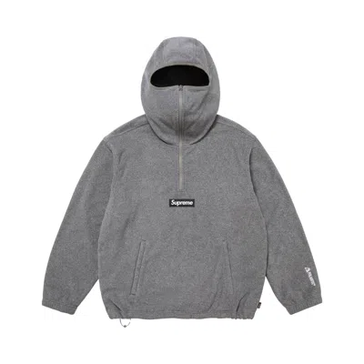 Pre-owned Supreme Polartec Face Mask Half Zip Hooded Sweatshirt 'grey' | Men's Size L In Gray