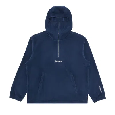 Pre-owned Supreme Polartec Facemask Half Zip Hooded Sweatshirt 'navy' In Blue