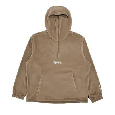 Pre-owned Supreme Polartec Facemask Half Zip Hooded Sweatshirt 'taupe' In Brown