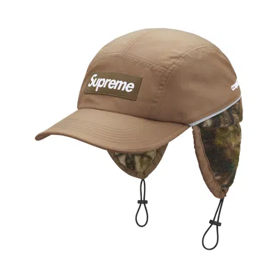 Pre-owned Supreme Polartec Lined Packable Earflap Camp Cap 'khaki' | Tan | Men's Size Onesize In Brown