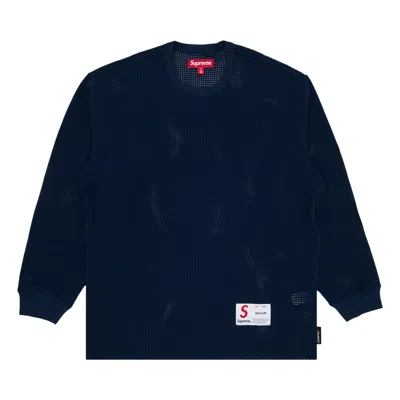 Pre-owned Supreme Polartec Mesh Long-sleeve Football Top 'navy' | Blue | Men's Size M