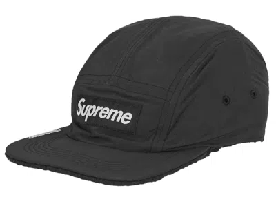 Pre-owned Supreme Polartec Shearling Reversible Camp Cap In Black