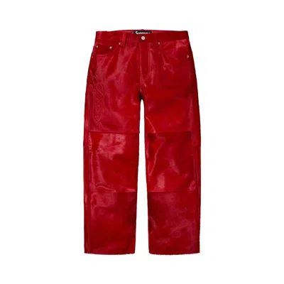Pre-owned Supreme Ponyhair Loose Fit 5-pocket Jean 'red' | Men's Size 32