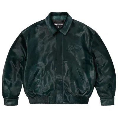 Pre-owned Supreme Ponyhair Varsity Jacket 'green' | Men's Size S