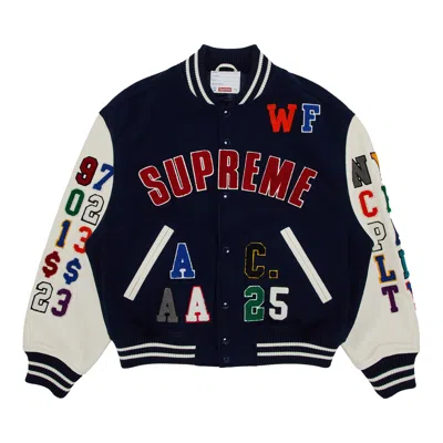 Pre-owned Supreme Praises Varsity Jacket 'navy' | Blue | Men's Size Xxl