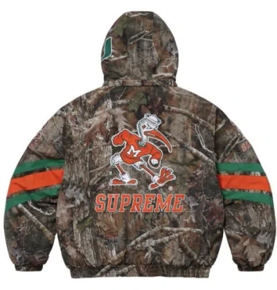 Pre-owned Supreme ✨limited✨ Mitchell & Ness Ncaa Miami Hurricane Jacket Size Xl. ??? In Multicolor