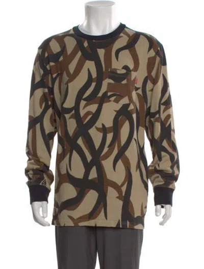Pre-owned Supreme Printed Crew Neck Henley In Green