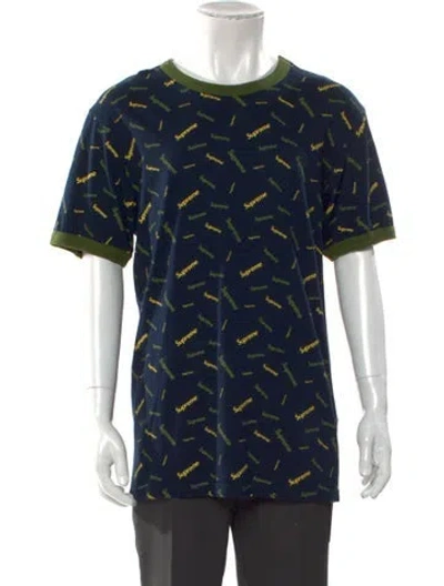 Pre-owned Supreme Printed Crew Neck T-shirt In Blue