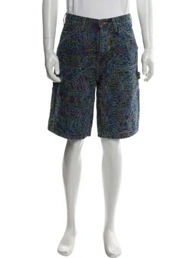 Pre-owned Supreme Printed Flat Front Shorts In Blue