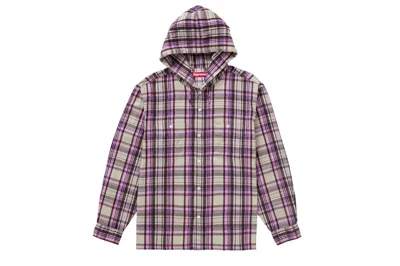 Pre-owned Supreme Printed Hooded Flannel Shirt Pink