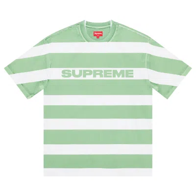 Pre-owned Supreme Printed Stripe Short-sleeve Top 'light Green' | Men's Size Xl