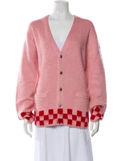 Pre-owned Supreme Printed V-neck Sweater In Pink