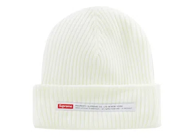 Pre-owned Supreme Property Label Beanie In White