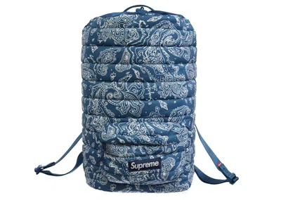 Pre-owned Supreme Puffer Backpack In Blue Paisley