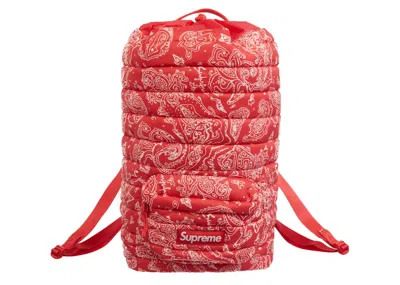 Pre-owned Supreme Puffer Backpack In Red Paisley