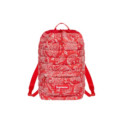 Pre-owned Supreme Puffer Backpack 'red Paisley'
