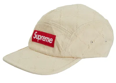 Pre-owned Supreme Punched Denim Camp Cap In Dyed Beige