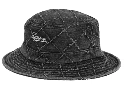 Pre-owned Supreme Punched Denim Crusher Hat In Black