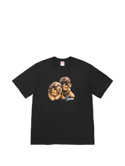Supreme Puppies-print T-shirt In Black