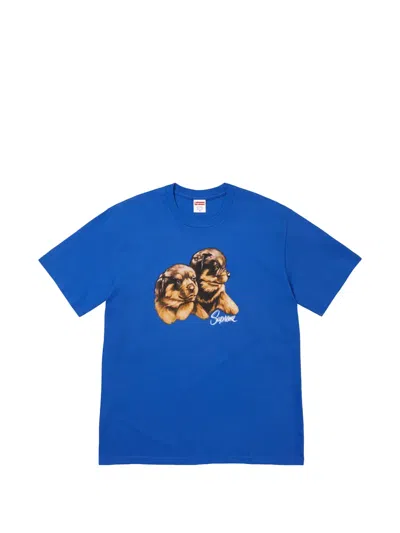 Supreme Puppies-print T-shirt In Blue