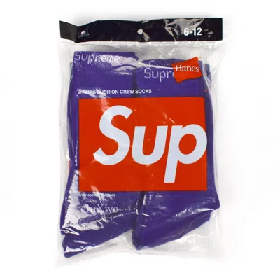 Pre-owned Supreme Purple Logo Knit Crew Socks (4-pack)