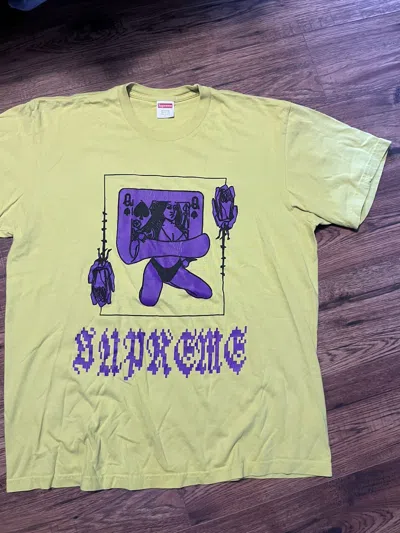 Pre-owned Supreme Queen Tee ‘one Of A Kind' Card Shirt Sulfur In Green