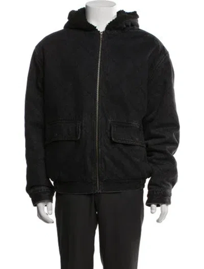 Pre-owned Supreme Quilted Denim Pilot Puffer Coat In Black