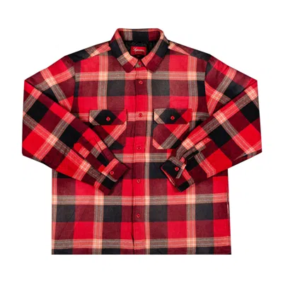 Pre-owned Supreme Quilted Flannel Shirt 'red' | Men's Size Xl