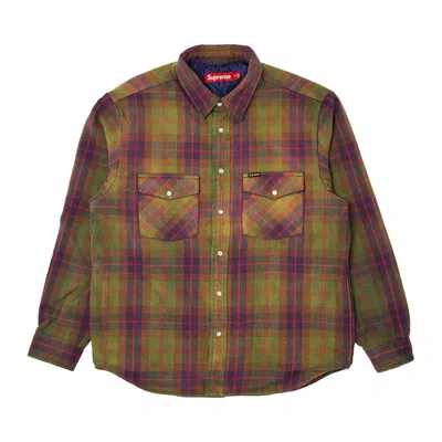 Pre-owned Supreme Quilted Flannel Snap Shirt 'green'