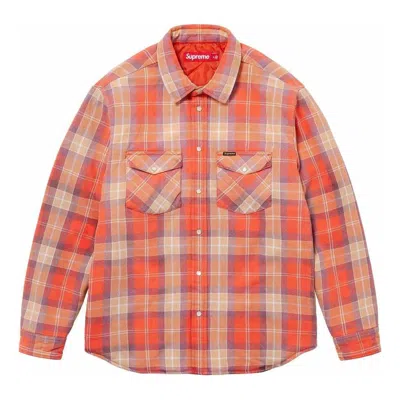 Supreme Quilted Flannel Snap Shirt 'orange Yellow' In Multi