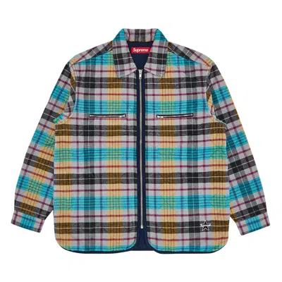 Pre-owned Supreme Quilted Flannel Zip Up Shirt 'yellow'