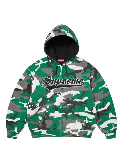 Supreme Quilted Hooded Sweatshirt In Green