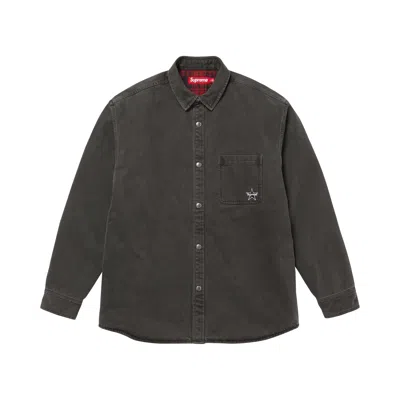 Pre-owned Supreme Quilted Lined Denim Snap Shirt 'black' | Men's Size L
