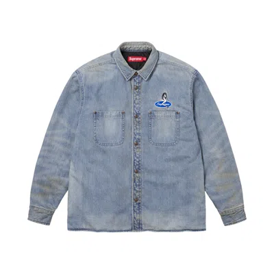 Pre-owned Supreme Quilted Lined Denim Snap Shirt 'dirty Indigo' | Blue | Men's Size M