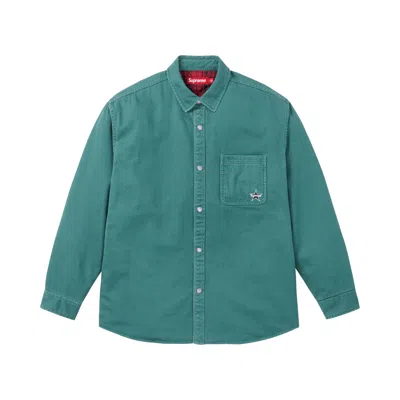Pre-owned Supreme Quilted Lined Denim Snap Shirt 'dusty Teal' | Men's Size Xl In Blue