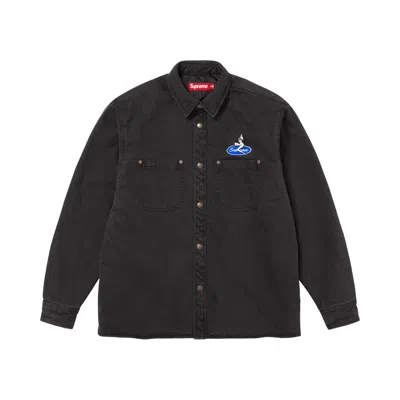 Pre-owned Supreme Quilted Lined Denim Snap Shirt 'washed Black' | Men's Size Xxl