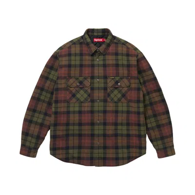 Pre-owned Supreme Quilted Lined Flannel Snap Shirt 'brown' | Men's Size M