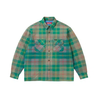 Pre-owned Supreme Quilted Lined Flannel Snap Shirt 'green' | Men's Size M