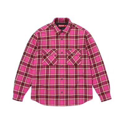 Pre-owned Supreme Quilted Lined Flannel Snap Shirt 'pink' | Men's Size Xl