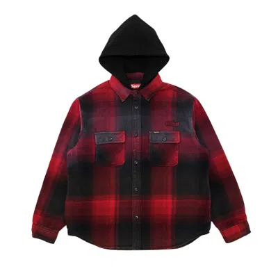 Pre-owned Supreme Quilted Lined Hooded Flannel Shirt 'red Plaid' | Men's Size S