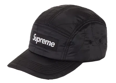 Pre-owned Supreme Quilted Liner Camp Cap In Black