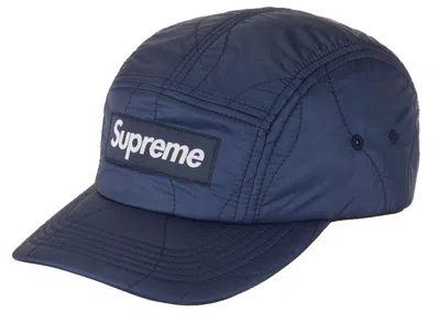 Pre-owned Supreme Quilted Liner Camp Cap In Blue